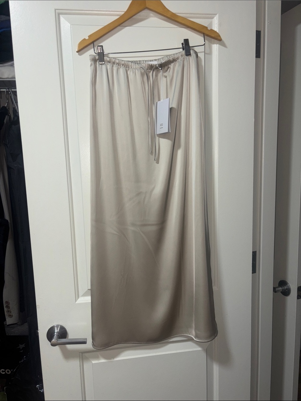 Song of Style Satin Midi Skirt - Stone